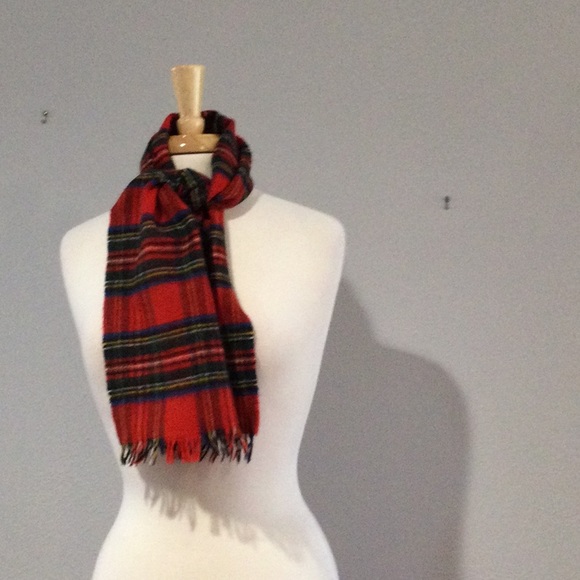 Burberrys of London Plaid Cashmere Wool Fringe Scarf Vintage - Picture 3 of 11